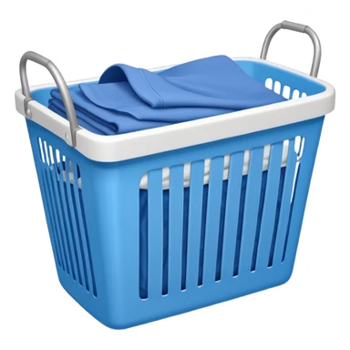 white LAUNDRY BASKET WITH FOLDED blue CLOTHES sticker