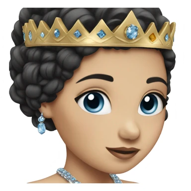 girl with black hair jewelry blue eyes and crown sticker