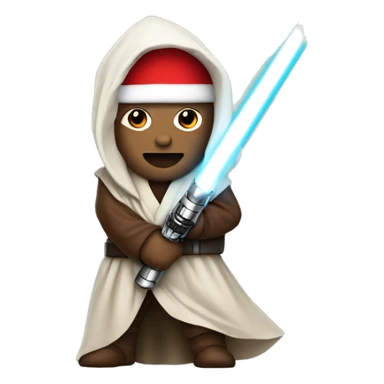 Star Wars Jedi with a light saber wearing a Santa hat sticker