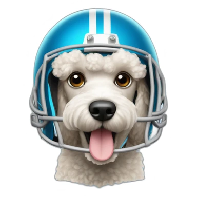 Poodle wearing a football helmet sticker