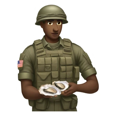 Soldier shucking an oyster sticker