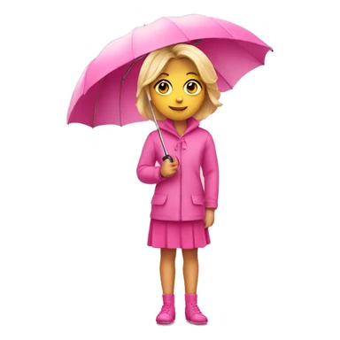 Blond girl holding pink umbrella in pink outfit sticker