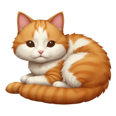 ginger and white small cat eyes closed lying down in funny position sticker