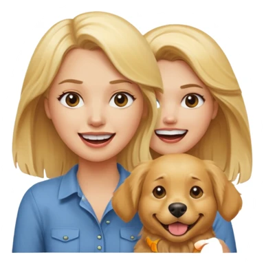 angry blonde women and happy dog sticker