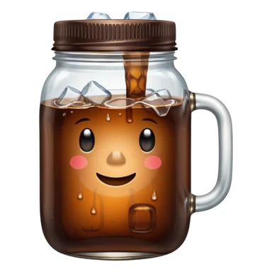 cold brew coffee in a mason jar with ice cubes sticker