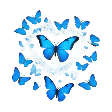 White heart emoji with some blue butterflies turning around it  sticker