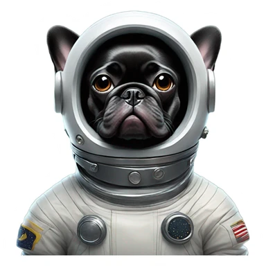 Black French bulldog astronaut sticker