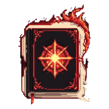 red cursed book with a glowing spell effect swirling around it sticker