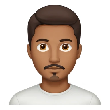 Young man with medium brown skin, mixed-race ethnicity, long dark brown hair with a very defined center part exactly in the middle, goatee, mustache, and medium brown eyes, head only sticker