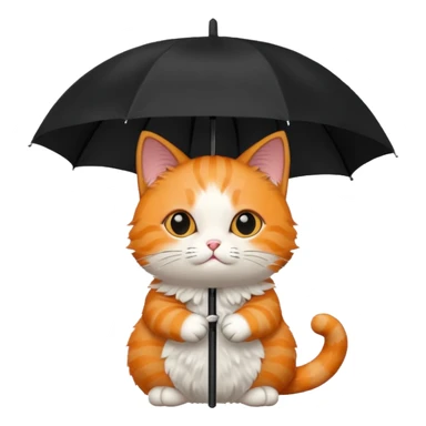 cat holding an umbrella sticker