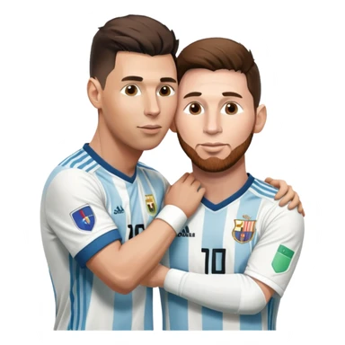 Ronaldo and Messi soccer players kissing sticker