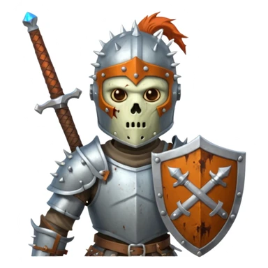 zombie Knight with silver spiky helmet holding sword and shield sticker