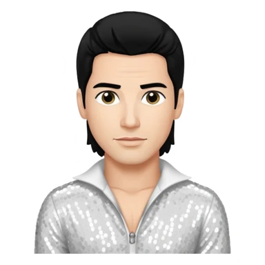 Danny Wood from NKOTB with black hair, white sequin outfit sticker