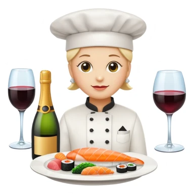 Set of 10 emojis for a luxury catering, food , wines and sparkling, chef, waiter sticker