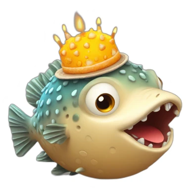 blowfish searing happy birthday hat “Priya” sticker
