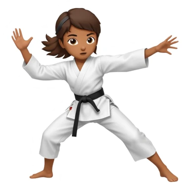 Ragazza castana che pratica karate, ha la cintura nera ed io tradizionale kimono bianco del karate, tira un calcio laterale oppure un pugno oppure è in posizione di guardia sticker