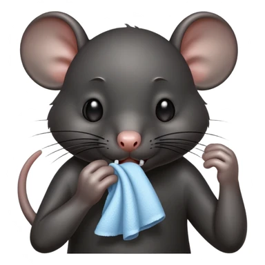 a black rat standing and wiping its sweaty face sticker