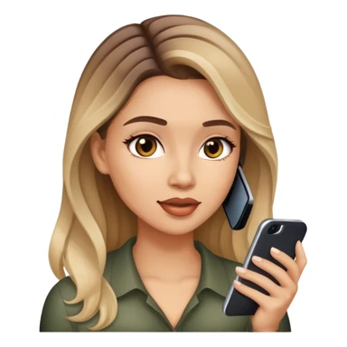 Realistic balage hair  woman speaking on 1 cell phone sticker