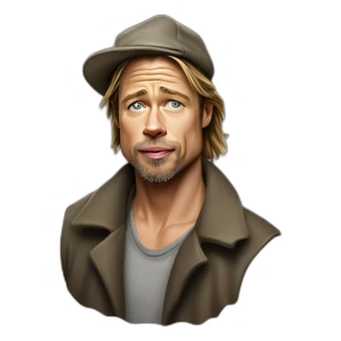Brad pitt as a tramp in a street poor sticker
