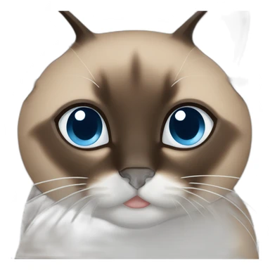 Brown and black siamese Cat with blue eyes and white chin sticker