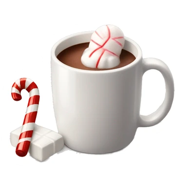  Mug of hot chocolate with marshmallows and a candy cane  sticker