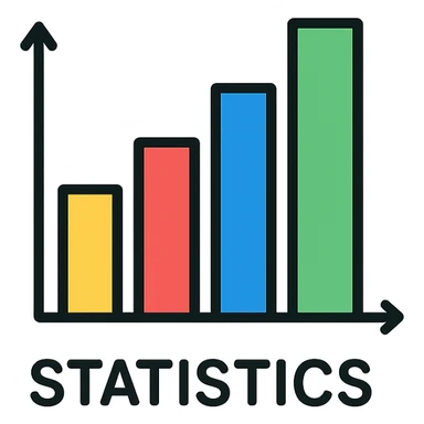 icon representing statistics with a bar chart or line graph, clean modern icon style sticker