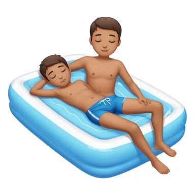 boy sleeping on a float in a swimming pool, full body sticker