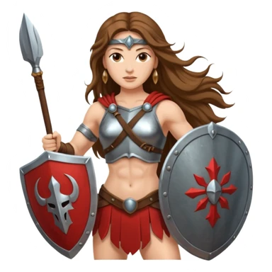 long haired woman spartan warrior holding spear and shield sticker