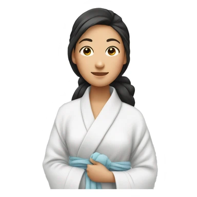 asian woman hair in towel and robe SPA sticker