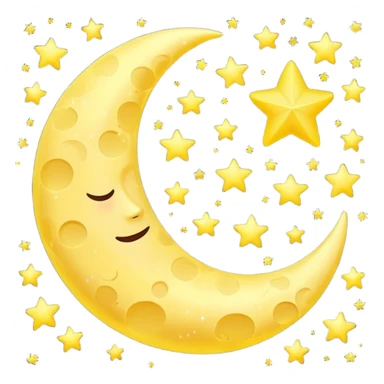 Crescent Moon With Clouds And Stars  sticker