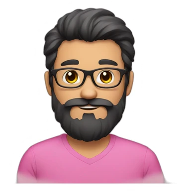bearded cat man with glasses and pink shirt and black hair  sticker