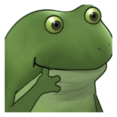 magnifying glass on a digital interface, green bufo frog meme style sticker