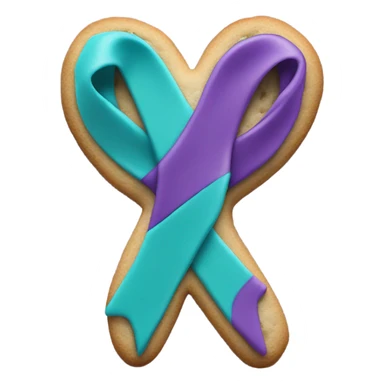 Purple teal Suicide awareness ribbon, heart cookie sticker
