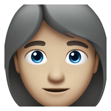 a young frenchman with dark brown hair and blue/grey eyes like 3d emoji artist style sticker