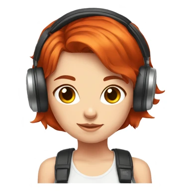 red hair gamer girl with kitty headphones sticker