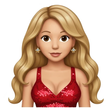 Mariah Carey with long dark blonde hair, red sequin crop top sticker