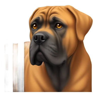 An orange - colored Cane Corso in jail. sticker
