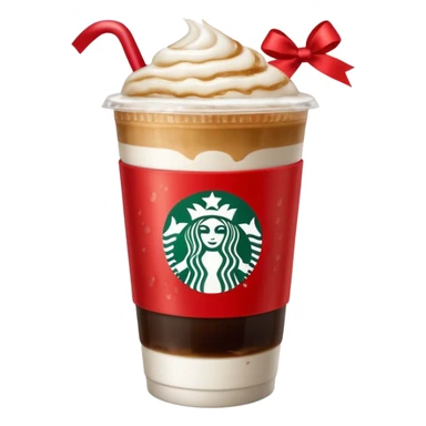 Starbucks iced espresso with milk and the cup has red ribbons printed on it sticker
