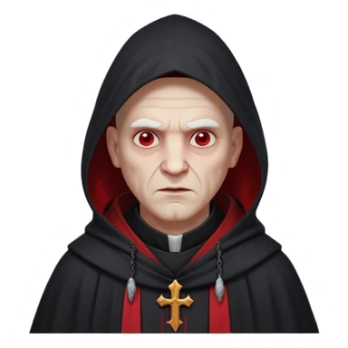 cursed village priest portrait, head and shoulders only, dark hooded robe, mysterious expression, subtle red accents, eerie glow, gothic village atmosphere, 3D cartoon, mobile game icon style, clean background, no text, no watermark

 sticker