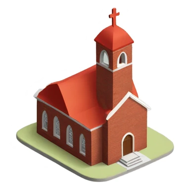 isometric modern red brick curved roof church sticker