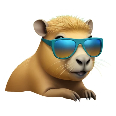 capybara in a beach wearing sunglasess sticker