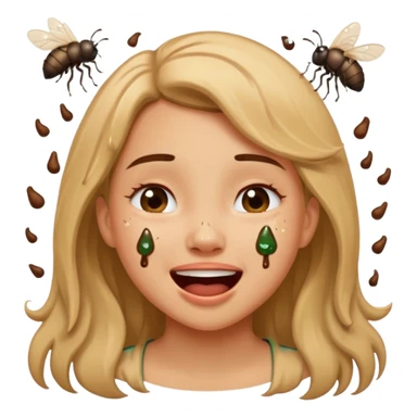 Fille caca qui pu et pleure de rire avec des mouches autour sticker