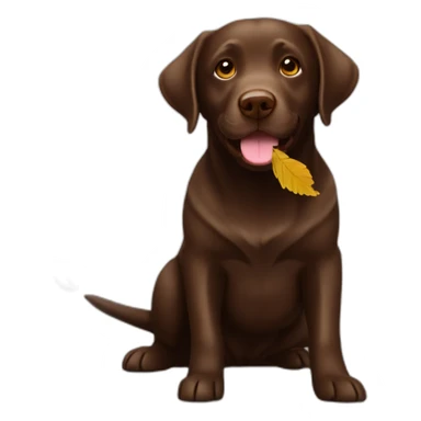 Chocolate labrador playing with leaves sticker