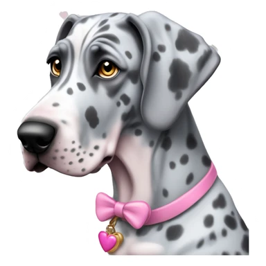 Blue Merle Great Dane with pink hearts  sticker