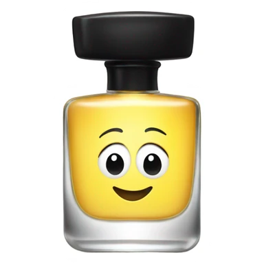 smiling perfume with black cap sticker