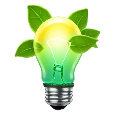 a plant sprout inside a glowing idea lightbulb sticker