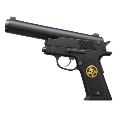3D render of Silenced Pistol, secret agent spy gear aesthetic, hidden mechanisms, matte black metal with a long suppressor, sleek tactical texture, Apple emoji style, isolated on white background --v 6.0. sticker
