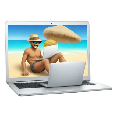 holiday beach man with laptop sticker