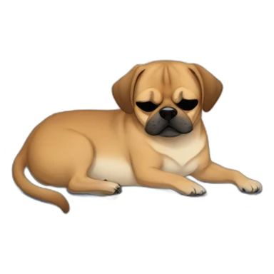Puggle sleeping on bed sticker