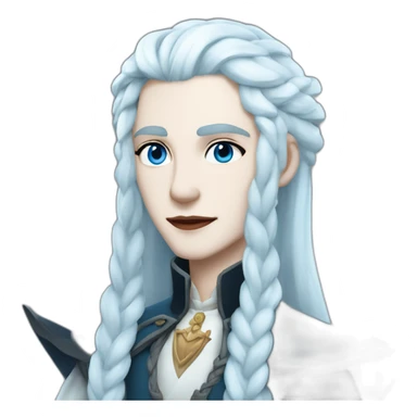 pale androgynous royal vampire with long white hair in a braid over his shoulder and light blue eyes sticker